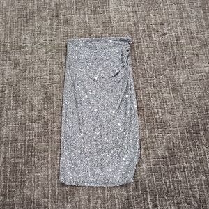 Express Silver Sequined Pencil Skirt
